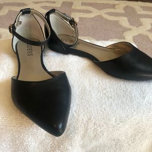 Guess, black flats with ankle strap